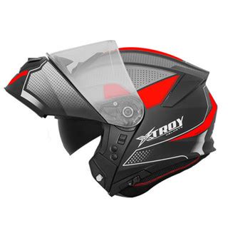 Capacete Articulado Ebf Xtroy Modular RMC Preto E Vermelho Fosco