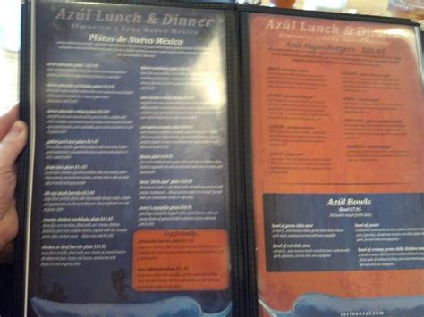 Menu At Cocina Azul Restaurant Albuquerque Mountain Rd Nw