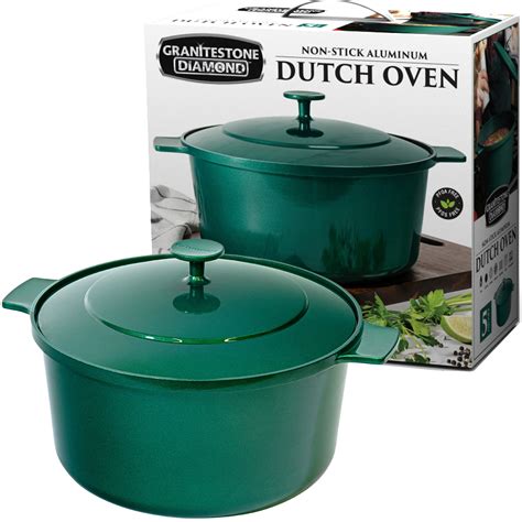 Granite Stone 5qt Dutch Oven Ultra Durable Mineral And Diamond Nonstick Dutch Oven Emerald Green