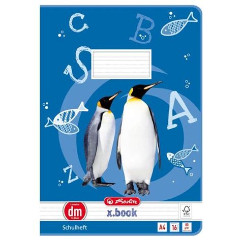 Herlitz Heft A4 16 Blatt 80g LIN Dm Liniert FSC Mix Pinguin