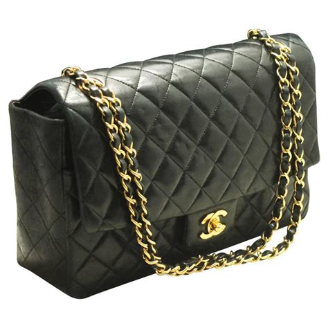 Chanel Single Flap Chain Shoulder Bag Black Quilted Lambskin For Sale