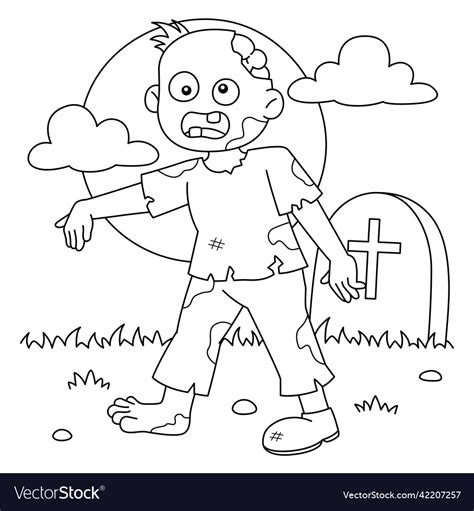 Zombie Big Man Isolated Coloring Page For Kids Vector Image, 48% OFF