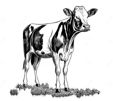 Cow Calf Hand Drawn Sketch Vector Illustration Cattle Stock