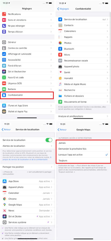 Comment modifier les autorisations accordées à nos applications mobiles