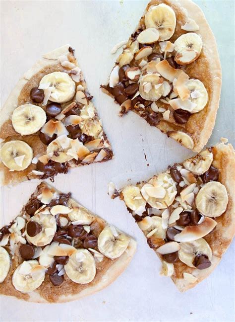 Banana Chocolate And Peanut Butter Dessert Pizza Vegan Gluten Free