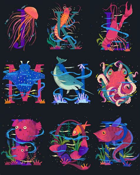 36 Days of Type-2023- Sea Creatures on Behance