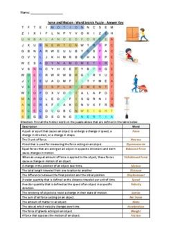 Force And Motion Word Search Puzzle Worksheet Activity Printable