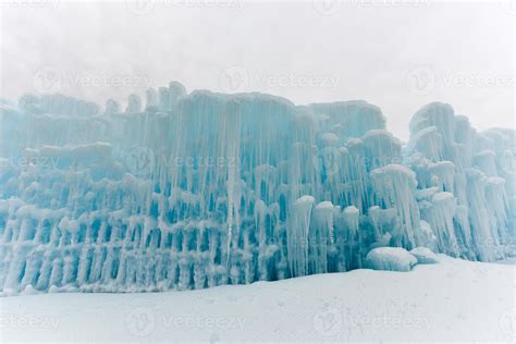 Translucent blue icicles in a frozen ice wall. 16173360 Stock Photo at ...