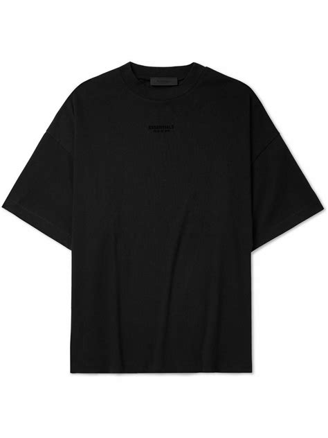 Fear Of God Essentials Logo Appliquéd Cotton Jersey T Shirt Black