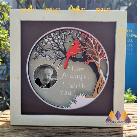 D Cardinal Memorial Svg Christmas Shadow Box Svg Cardinal I Am Always