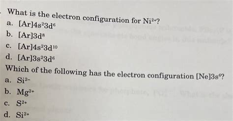 Solved What is the electron configuration for Ni2+ ? a. | Chegg.com