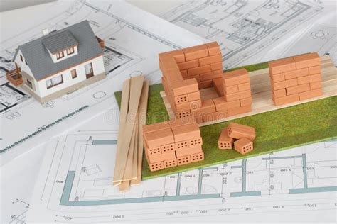 Model House Construction with Brick Stock Image - Image of blueprint, white: 135306317