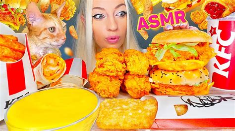 Asmr Eating Kfc Stretchy Cheese Spicy Fried Chicken Burger 치즈소스 Kfc