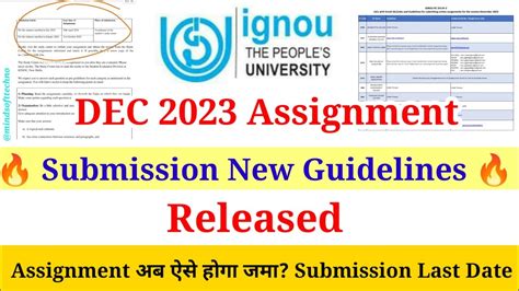 Ignou December 2023 Assignment Submission Guidelines Released