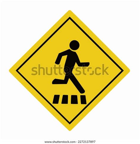 Yellow Pedestrian Crossing Sign Isolated On Stock Vector (Royalty Free ...