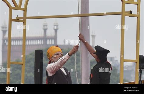 New Delhi India August 15 Prime Minister Narendra Modi National Flag Hoisting At The Rampart