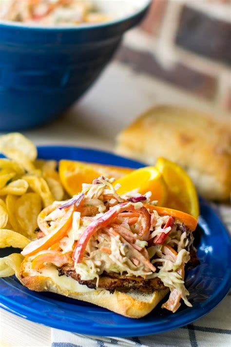 Grilled Pork Tenderloin Sandwiches Featuring A Bell Pepper Coleslaw