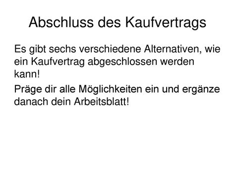 Abschluss Des Kaufvertrags Ppt Herunterladen