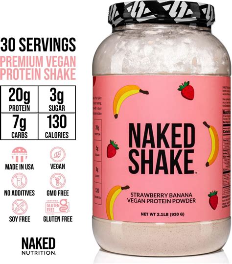 Naked Shake Proteína vegana en polvo fresa plátano Proteína a base de plantas saborizada de