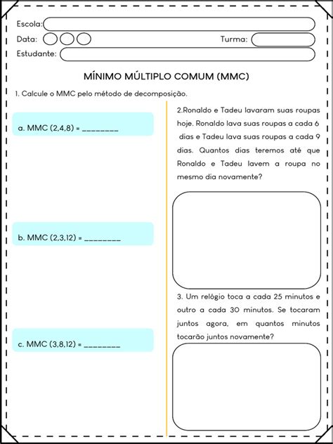 Exercícios de MMC e MDC para 5º Ano | PDF | Propriedade intelectual