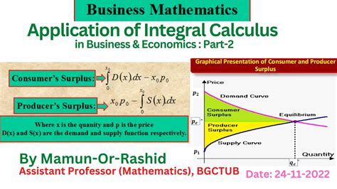 Application Of Integral Calculus In Business And Economics Part