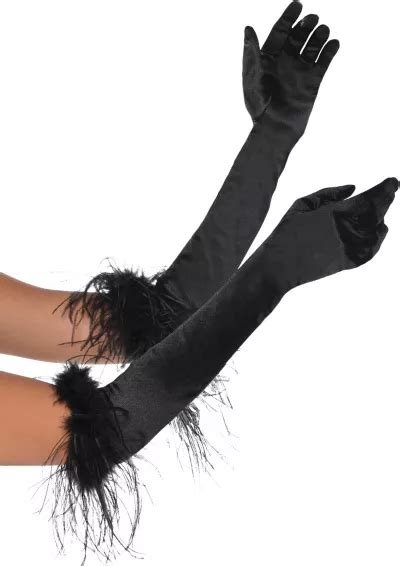 Black Feather Opera Gloves Party City