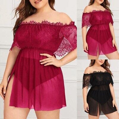 Plus Size Womens Sexy Lace Lingerie Babydoll Nightdress Sleepwear