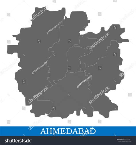 High Quality Map Of Ahmedabad Is A City Of India Royalty Free Stock