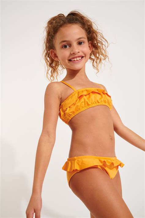 Ensemble Pi Ces Orange Volants Fille Mini Tati Azalea Banana Moon