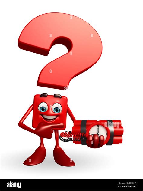 Cartoon Character of Question Mark with time Bomb Stock Photo - Alamy