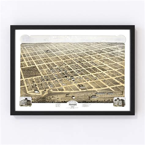 Vintage Map of Denison, Texas 1873 by Ted's Vintage Art