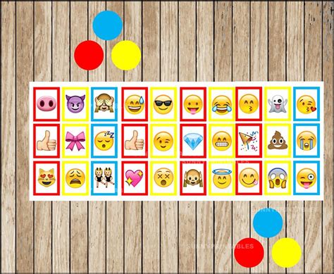 Printable Emoji Bingo Cards Printable Emojis Bingo Game Etsy