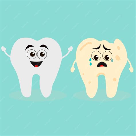 Premium Vector | Teeth dental happy and sad characters
