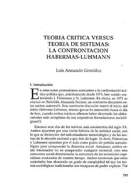 Pdf La Teoría Crítica Y La Teória De Sistemas Pdfslide