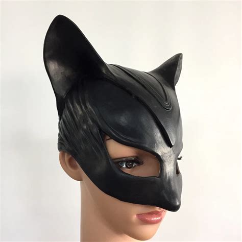 Catwoman Mask Cosplay Costume Headgear Black Half Face Latex Masks Sexy