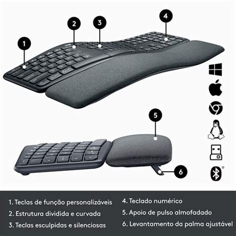 Teclado Logitech Sem Fio Ergo K860 Bluetooth E Usb Preto Cienciamodernaonline