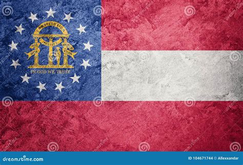 Grunge Georgia State Flag Georgia Flag Background Grunge Texture Stock