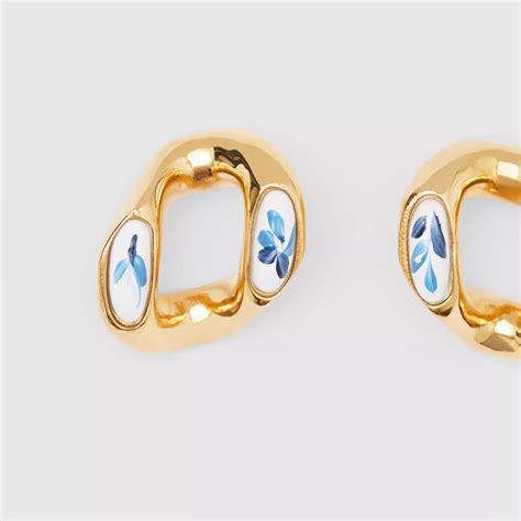 Enamel Detail Gold-plated Chain-link Earrings – HuyuShopping