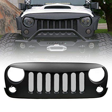 Xprite Front Matte Black Grill Grille For Jeep Wrangler Rubicon Sahara