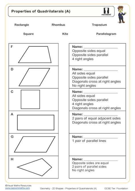 Properties of Quadrilaterals (A) Worksheet | Fun and Engaging PDF ...