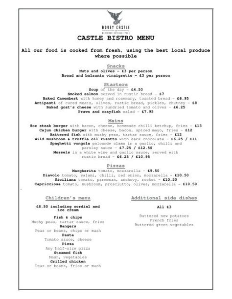 CASTLE BISTRO MENU - Bovey Castle