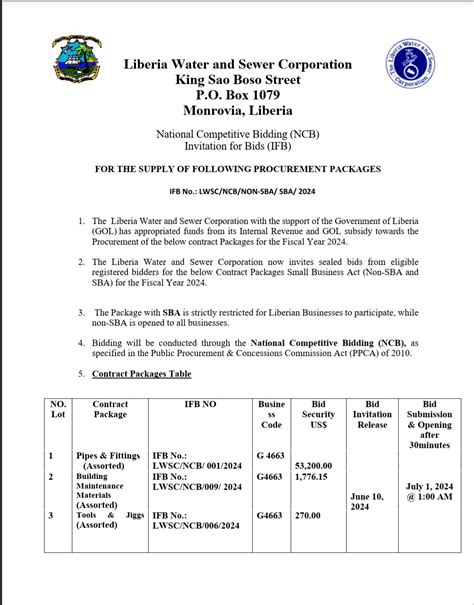 National Competitive Bidding Ncb Invitation For Bids Ifb The