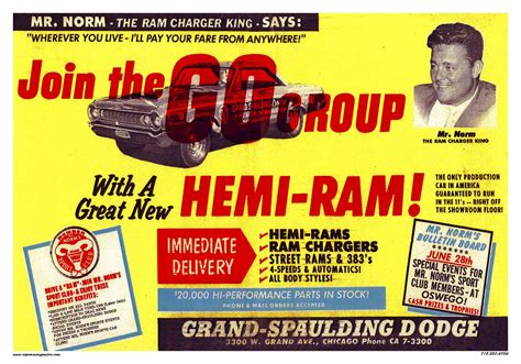 Grand Spalding Dodge Hemi Ram Vintage Reproduction Racing Posters