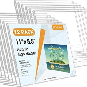 MaxGear Acrylic Sign Holder 8 5x11 Inches 12 Pack Horizontal Sign