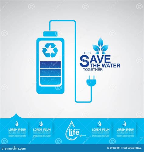 Save Water Vector Concept Ecology Stock Vector Illustration Of Blue