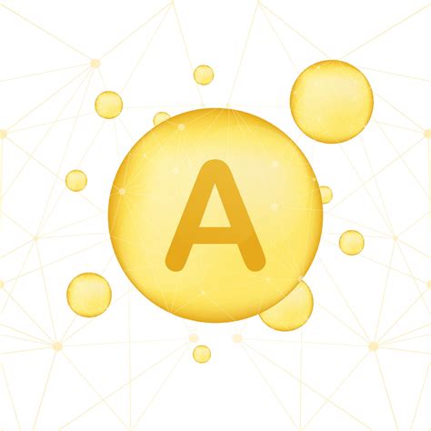 Vitamin A Gold Shining Icon Ascorbic Acid Vector Illustration