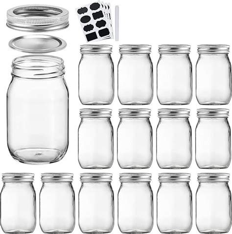 Accguan 16oz 500ml Mason Jars With Airtight Lids Glass Jar With Regular Lids