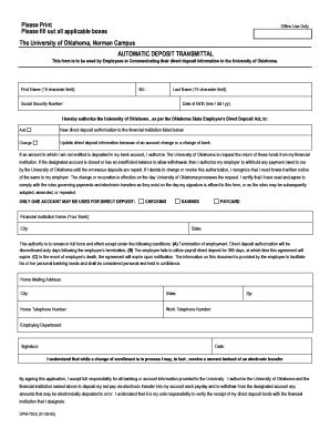 Fillable Online Apps Hr Ou Please Print Office Use Only Please Fill Out