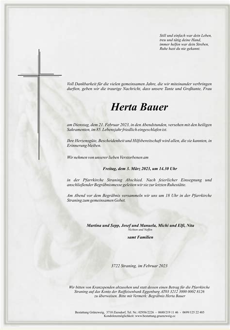 Herta Bauer Bestattung Grünzweig