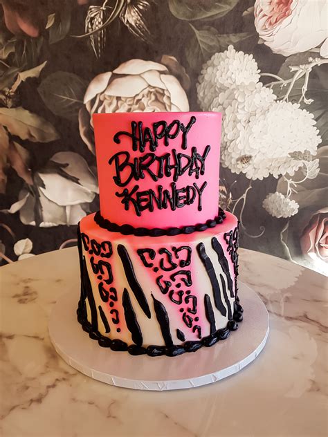 Pink And Black Zebra Birthday Cake